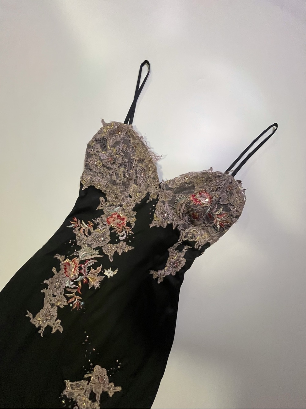 mandalay black beaded lace midi dress